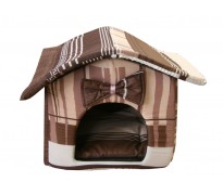 Мягкий домик "Будка" для животных, подушка, СЪЕМНАЯ КРЫША, коричнево-серый, бязь