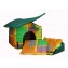 Домик с площадкой для животных, подушки, съемная крыша, желто-зеленый, бязь/оксфорд