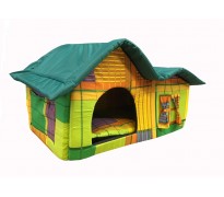Домик с двойной крышей, для животных, подушка, бязь/оксфорд, желто-зеленый, 75*40*46 см